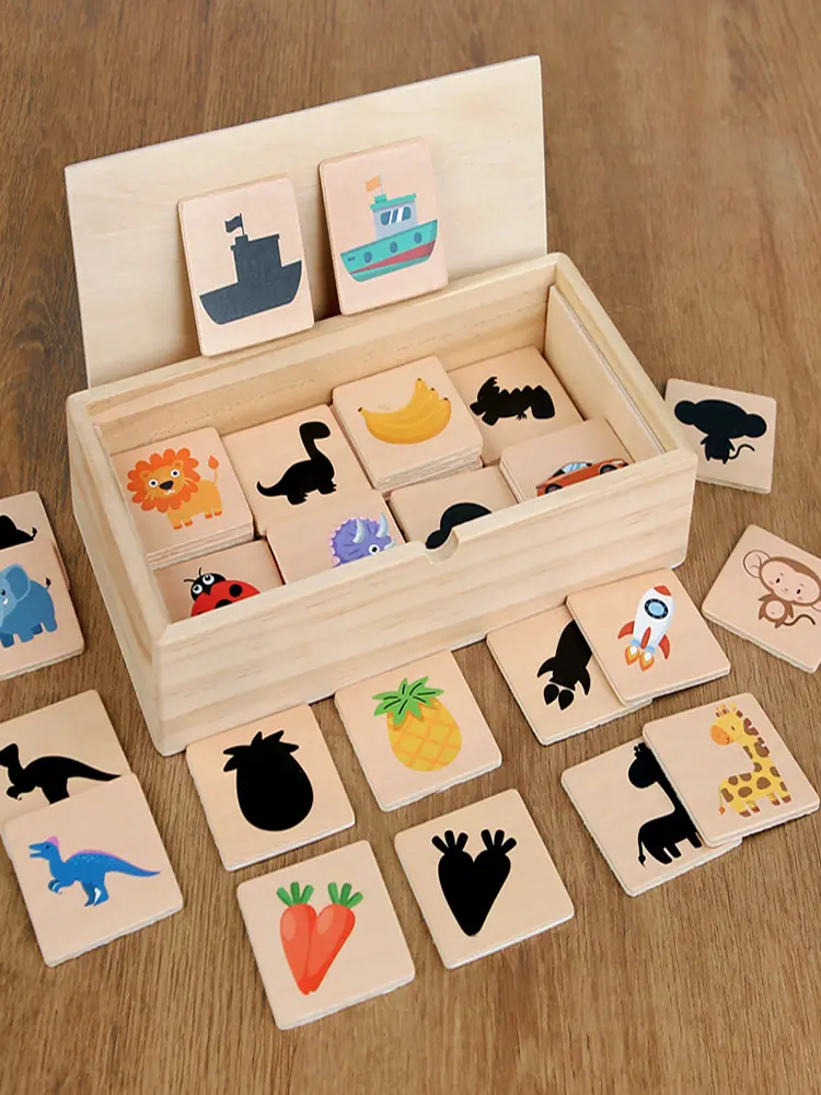 Wooden Montessori Find Shape Toy Animal Fruit Shadow Pairing Shape Puzzle Thinking Game Early Educational Toy Gift for Children