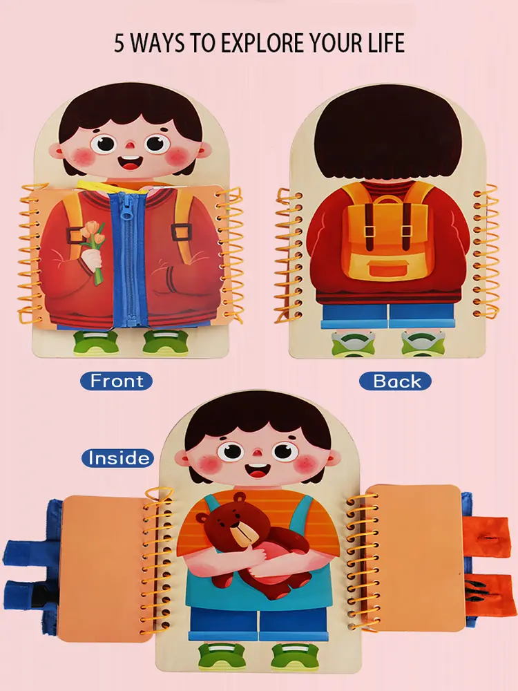 Wooden Busy Board Multi-layer For Children Montessori Early Education Games Toddlers Quiet Books Sensory Practice Dressing gift