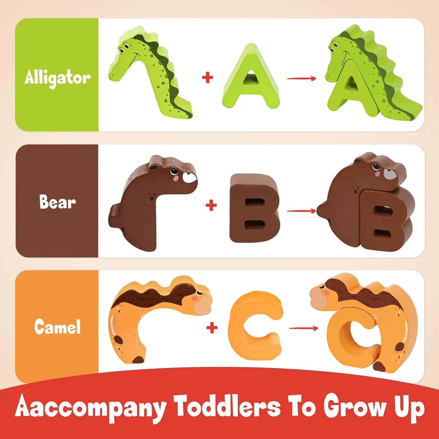 Wooden Puzzle Sorting Toys Animal Alphabet Matching Game Montessori Educational Toys for Toddlers Preschool Learning Activities