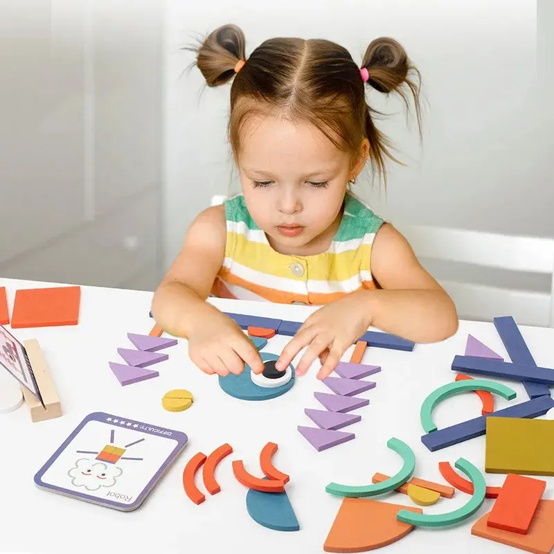 Kids Montessori Toys Creative Sticks & Rings Puzzle Color Sorting Shape Matching Preschool Education Toys Fine Motor Skills Toy