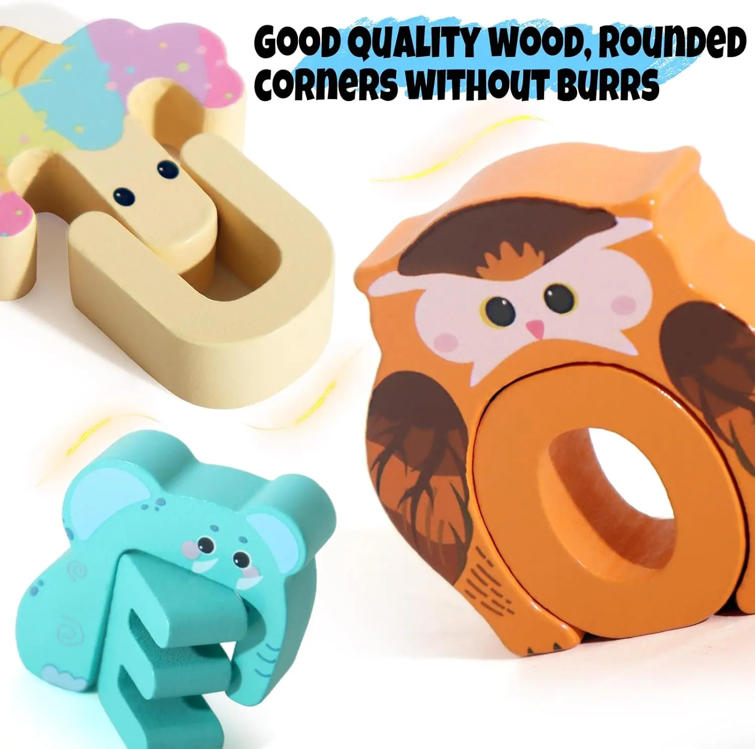 Wooden Puzzle Sorting Toys Animal Alphabet Matching Game Montessori Educational Toys for Toddlers Preschool Learning Activities