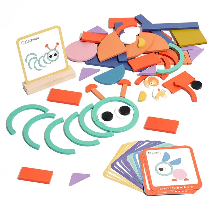 Kids Montessori Toys Creative Sticks & Rings Puzzle Color Sorting Shape Matching Preschool Education Toys Fine Motor Skills Toy