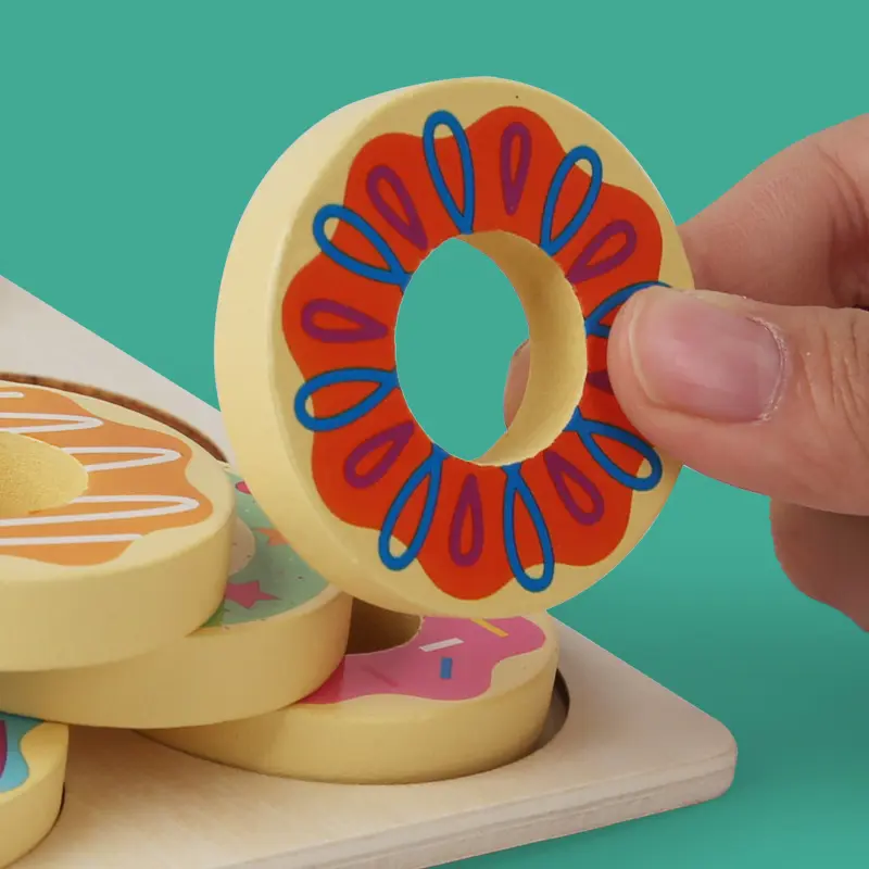 Montessori Matching Toys Wooden Doughnut Colors Pairing Game Early Education Puzzle Matching Sorting Game for School Teachers