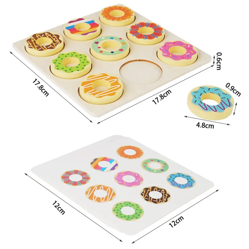 Montessori Matching Toys Wooden Doughnut Colors Pairing Game Early Education Puzzle Matching Sorting Game for School Teachers