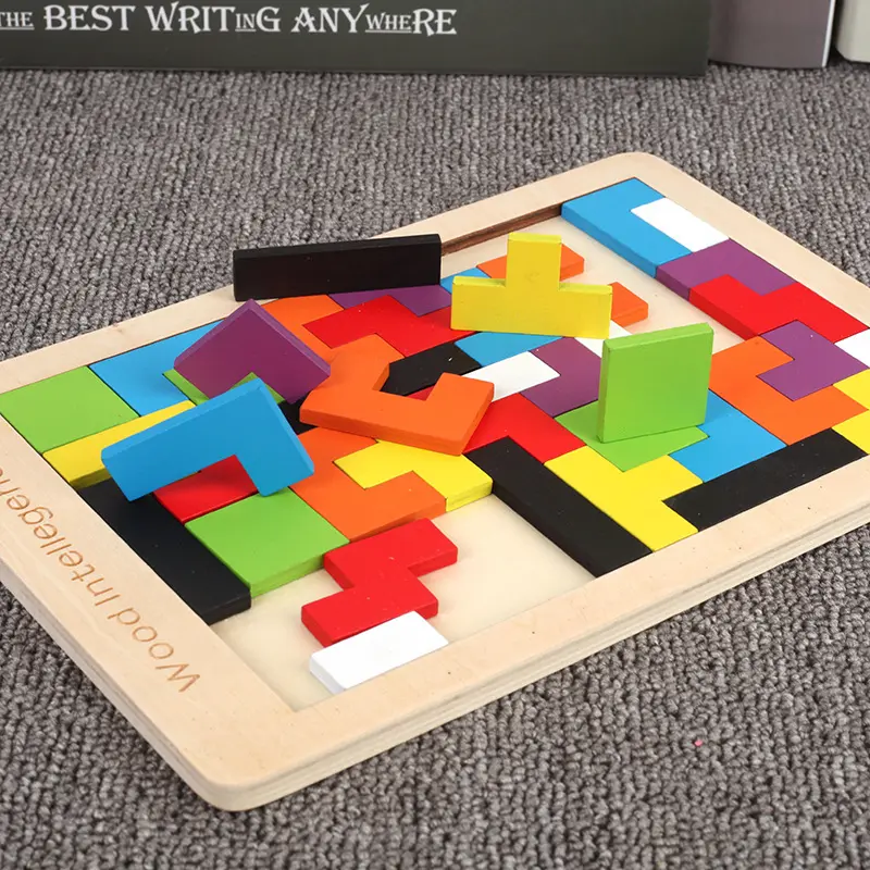 Wooden Russia Puzzle Baby Early Education Color Shape Game Children Thinking Logic Square Toy Puzzle For Kids Christmas Gifts