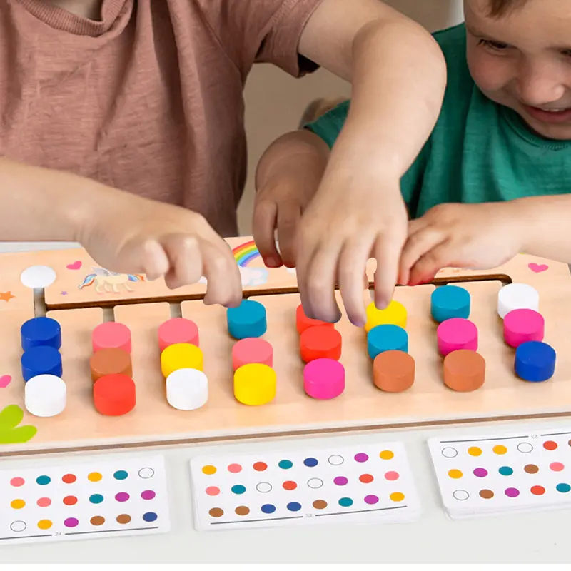 Montessori Learning Toys Mobile Color and Shape Puzzle,Matching Brain Teasers Logic Game Early Educational Wooden Toys for Kids