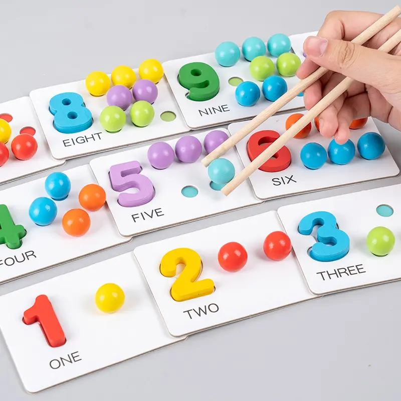 Wooden Montessori Clip Beads Toy Color Sorting Matching Early Learning Educational Toys For Children Kids Fine Motor Training