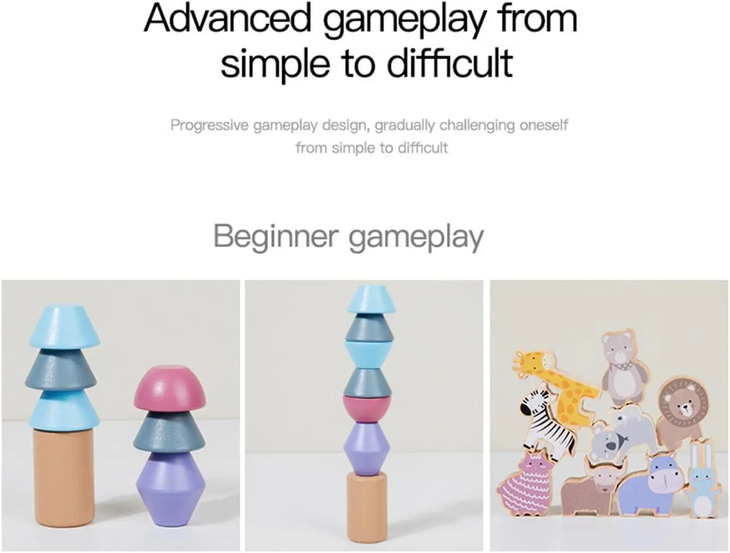 Kids Montessori Wooden Balance Toy Learning  Education Memories Animal Shape Stacking Toys for Preschoolers Fine Motor Skills