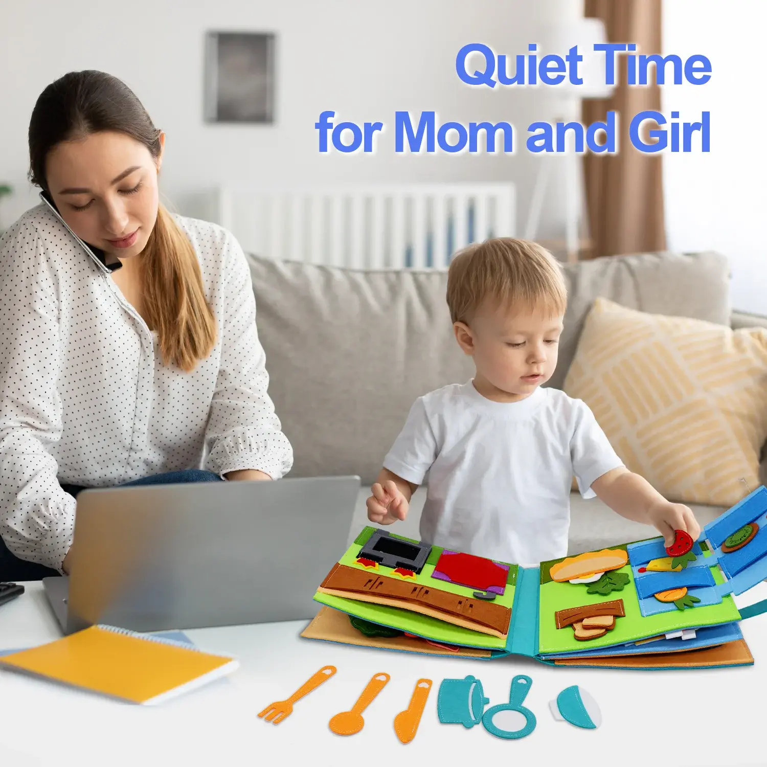 Toddlers Montessori Toy Busy Book 3D Baby Story Cloth Activities Felt Quite Book Board Preschool Learning Education Travel Toys
