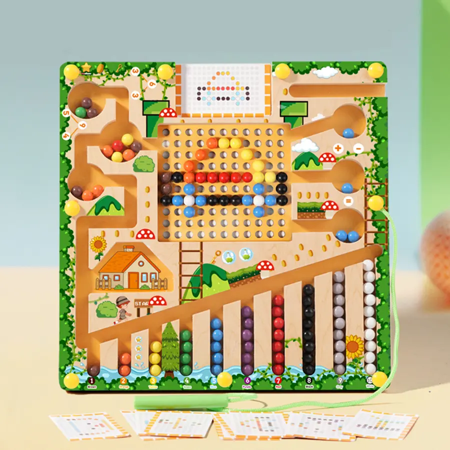 Magnetic Sorting Games Montessori Puzzle Toys Maze Board Learning Color Counting Number Classification Wooden Educational Toys