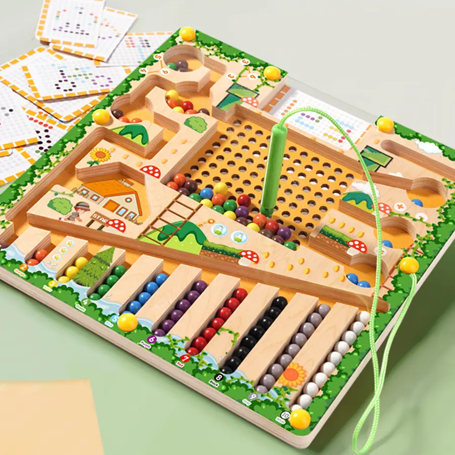 Magnetic Sorting Games Montessori Puzzle Toys Maze Board Learning Color Counting Number Classification Wooden Educational Toys