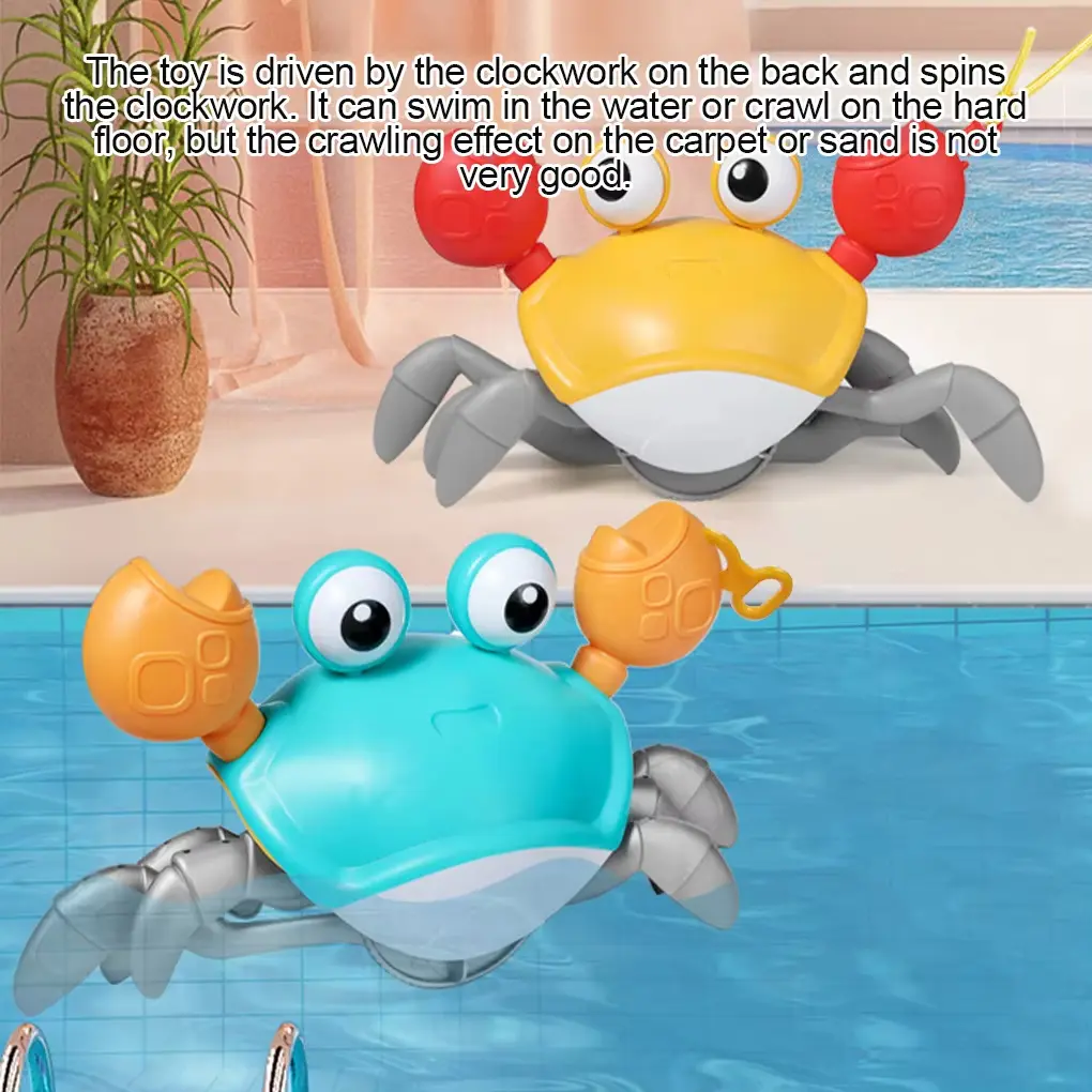 Baby Bathtub Toy, Crab Toy, Portable Clock, Beach Shower Accessories for Small Children, Mobile Toy, Christmas Gift