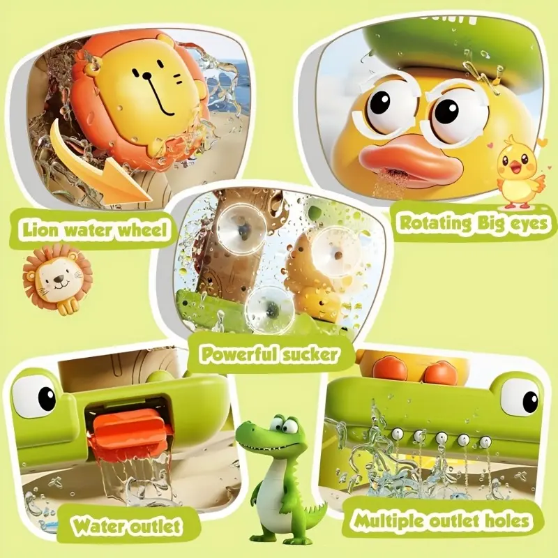 Interactive Duck Bath Toy Colorful Cartoon Animal Shapes Water Scoop Safe Non Toxic Plastic Bathtub Toys Perfect Gift For Kids