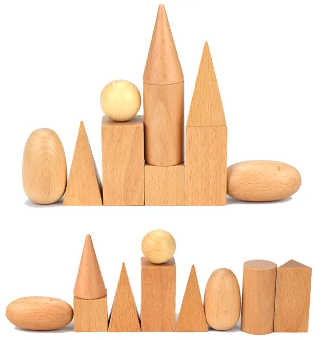 Wooden Block Geometry Shape Cognitive Toys 3D Wood Bricks Montessori Learning Educational Game Stacking Blocks Math Toy for Kids