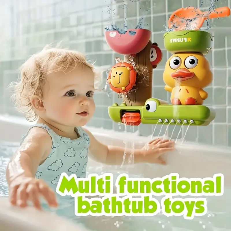 Interactive Duck Bath Toy Colorful Cartoon Animal Shapes Water Scoop Safe Non Toxic Plastic Bathtub Toys Perfect Gift For Kids