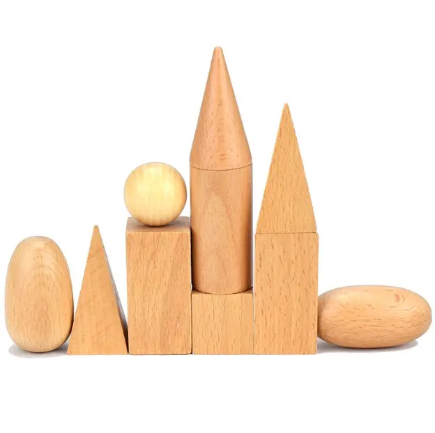 Wooden Block Geometry Shape Cognitive Toys 3D Wood Bricks Montessori Learning Educational Game Stacking Blocks Math Toy for Kids