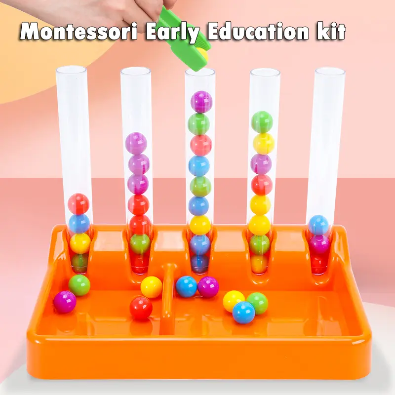Kids Montessori Rainbow Balls Sorting Educational Toys Test Tube Matching Game Number Color Math Toddler Learning Teaching aids