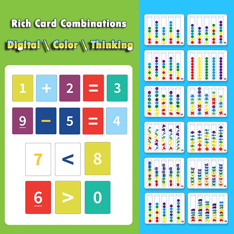 Kids Montessori Rainbow Balls Sorting Educational Toys Test Tube Matching Game Number Color Math Toddler Learning Teaching aids