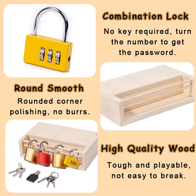 Children Montessori Unlocking Toys Learning Locks With Keys Educational Game Fine Motor Training Sensory Materials Teaching Aids