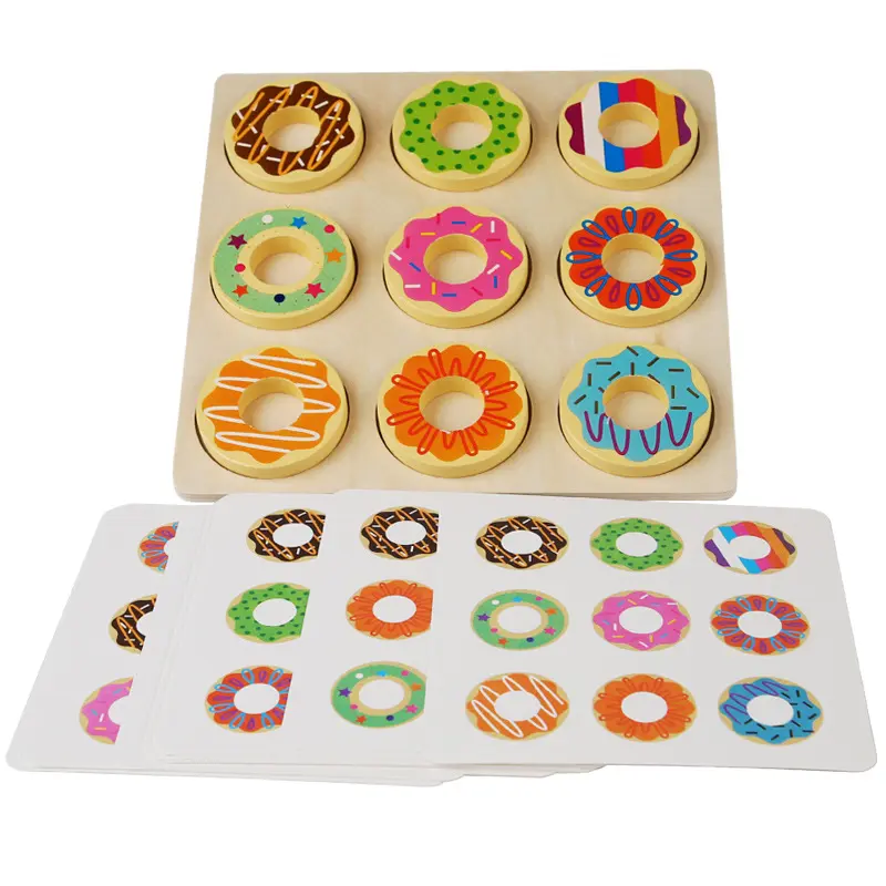 Kids Montessori Material Wooden Doughnut Colors Pairing Toys Early Education Puzzle Toy Color Sorting Matching Game Sensory Toy