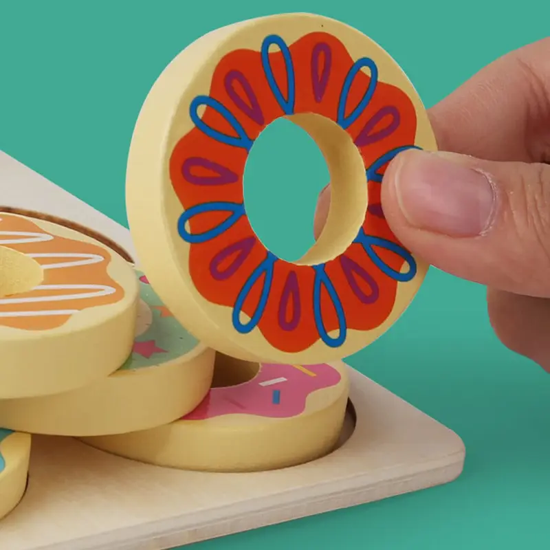 Kids Montessori Material Wooden Doughnut Colors Pairing Toys Early Education Puzzle Toy Color Sorting Matching Game Sensory Toy