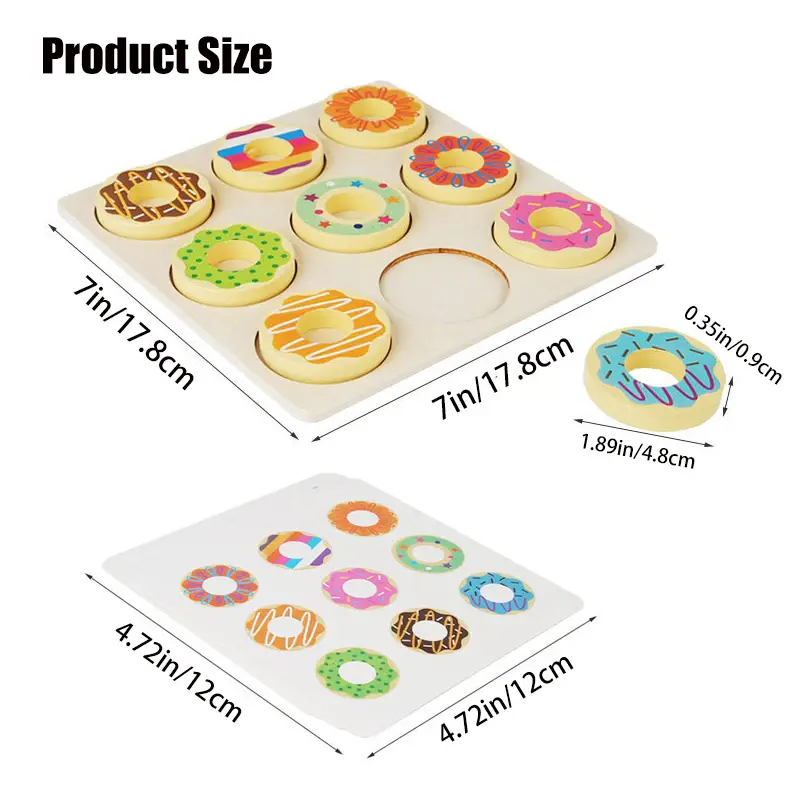 Kids Montessori Material Wooden Doughnut Colors Pairing Toys Early Education Puzzle Toy Color Sorting Matching Game Sensory Toy