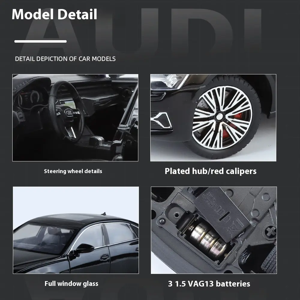 1:24 Audi A6 Classic Luxury Limousine Alloy Diecast Vehicles Model Car Miniature Metal Games With Children Collection Hobby Boy