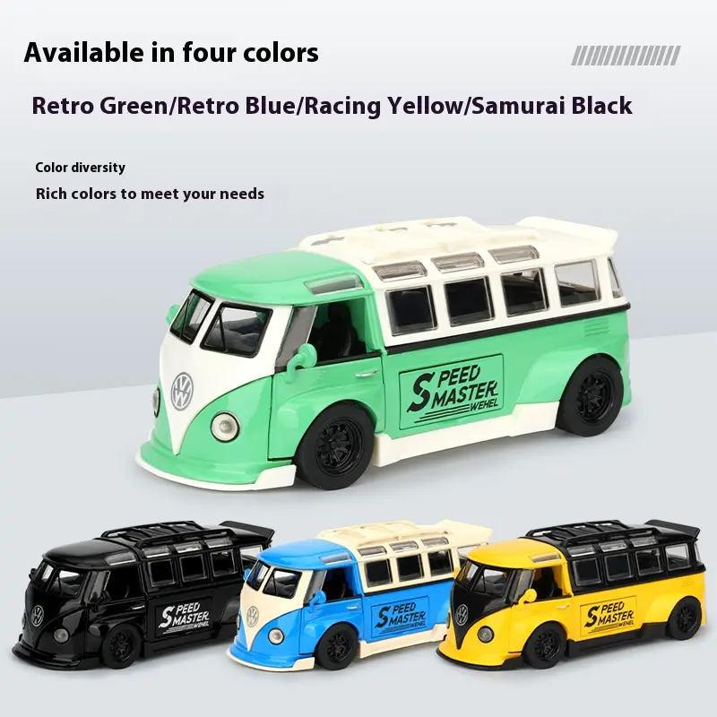 1:32 Scale Volkswagen Bus T1 Modified Metal Alloy Diecast VW Car Model Collection Vehicle Kids Toy Car Holiday Gifts Box Present
