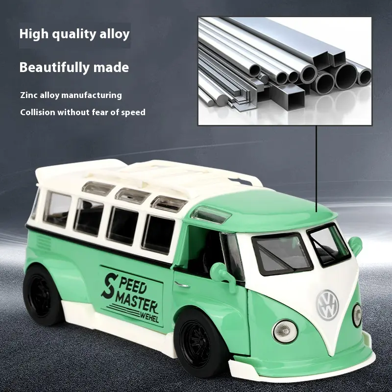 1:32 Scale Volkswagen Bus T1 Modified Metal Alloy Diecast VW Car Model Collection Vehicle Kids Toy Car Holiday Gifts Box Present