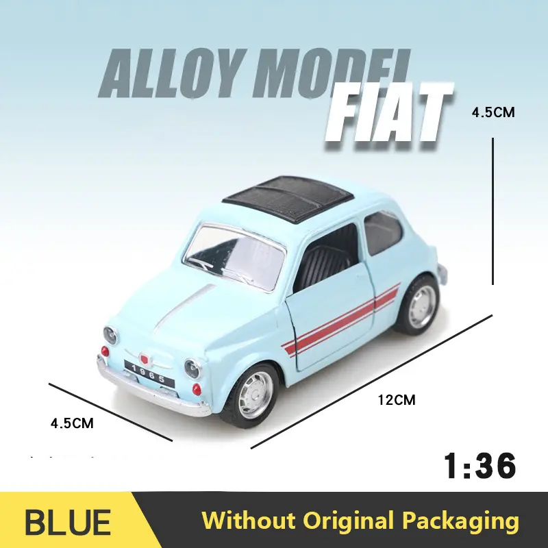 1:36 Alloy Vintage Diecast Car Model FIAT MINI Classic Pull Back Car Model Miniature Vehicle Replica For Collection Gift