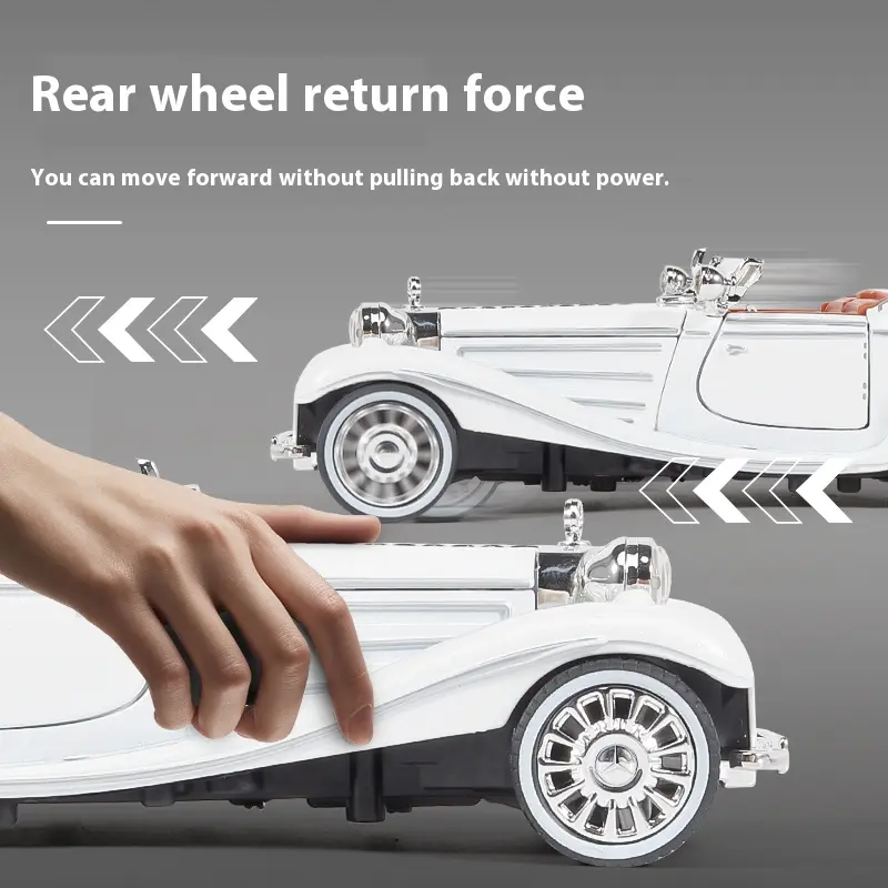 1:32 Mercedes Benz 500K 1936 Classic Alloy Metal Diecast Model Car Sound & Light Hobby Collectibles Birthday Gifts For Boyfriend