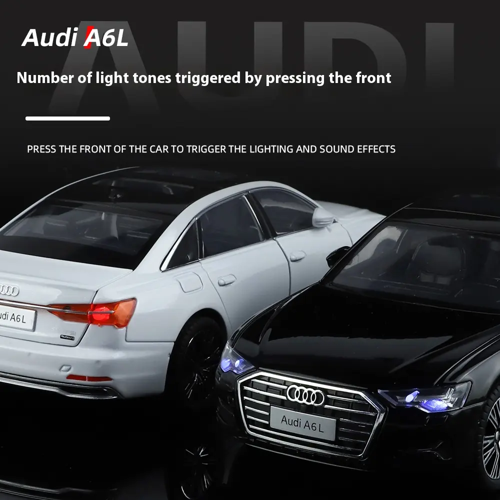 1:24 Audi A6 Classic Luxury Limousine Alloy Diecast Vehicle Model Car Miniature Metal High Simulation Holiday Present With Kids