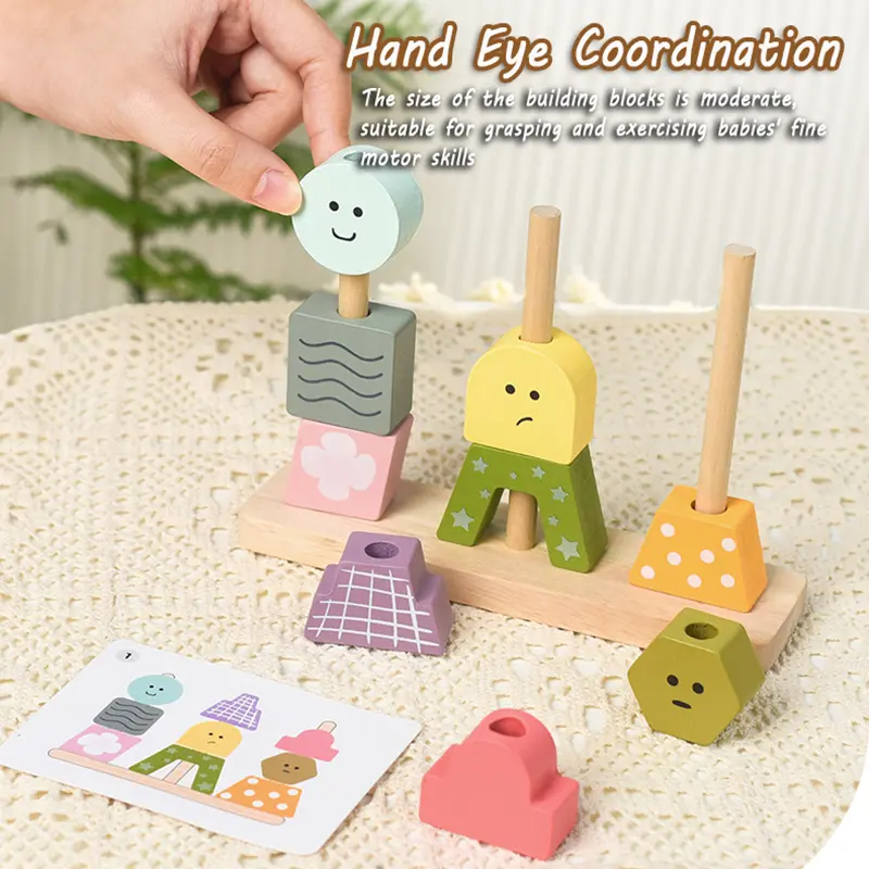 Montessori Wooden Blocks Stacked Toys Baby Shape Matching Sorting Thinking Creative Game Kids Fine Motor Skills Educational Toys