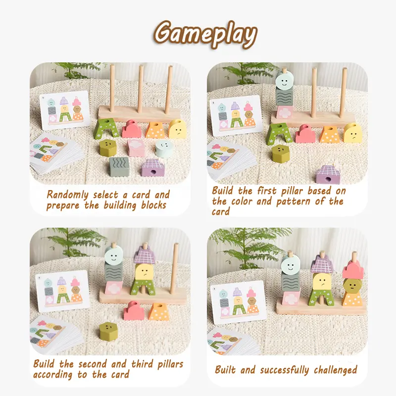 Montessori Wooden Blocks Stacked Toys Baby Shape Matching Sorting Thinking Creative Game Kids Fine Motor Skills Educational Toys