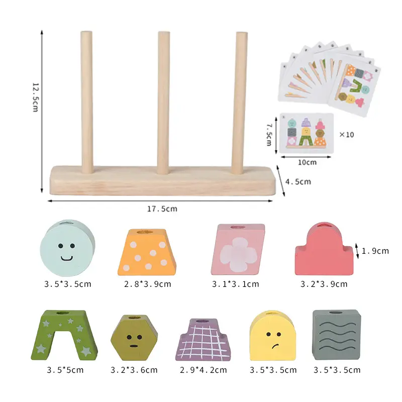 Montessori Wooden Blocks Stacked Toys Baby Shape Matching Sorting Thinking Creative Game Kids Fine Motor Skills Educational Toys