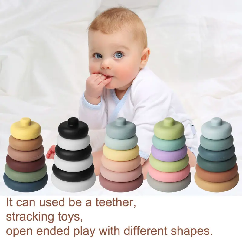 Food grade silicone baby early education layered music Montessori toys that can chew and withstand high temperatures