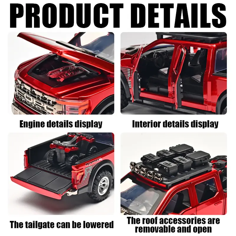1:24 F150 Off Road Pickup Truck Diecast Model Car Metal Alloy High Simulation Collection Hobby Display Birthday Gift For Friend