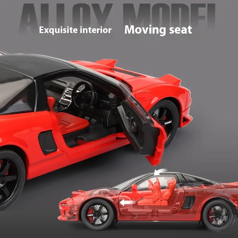 1:32 Honda Acura NSX NA1 Supercar Racing Sports Couple Alloy Metal Diecast Model Car Sound & Light Collection Simulation Gifts
