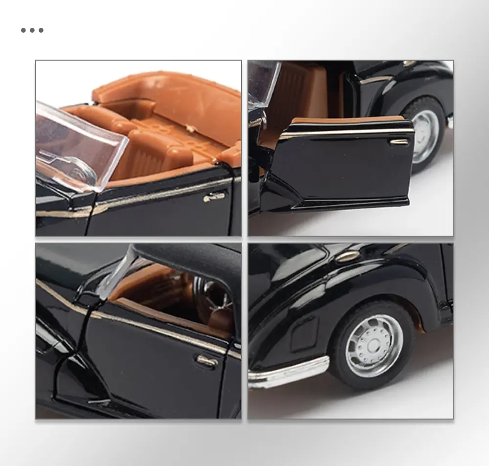 1:36 Alloy Diecast BENZS Vintage Cabriolet Car Model Classic Pull Back Car Miniature Vehicle Replica For Collection Gift for Kid