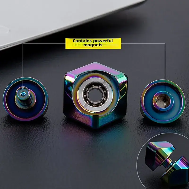 Metal Cube Spinner Fidget Toy Fingertips 3D Puzzle Gyro Gear Sensory Anti Stress Relief Educational Games for Kids Adults