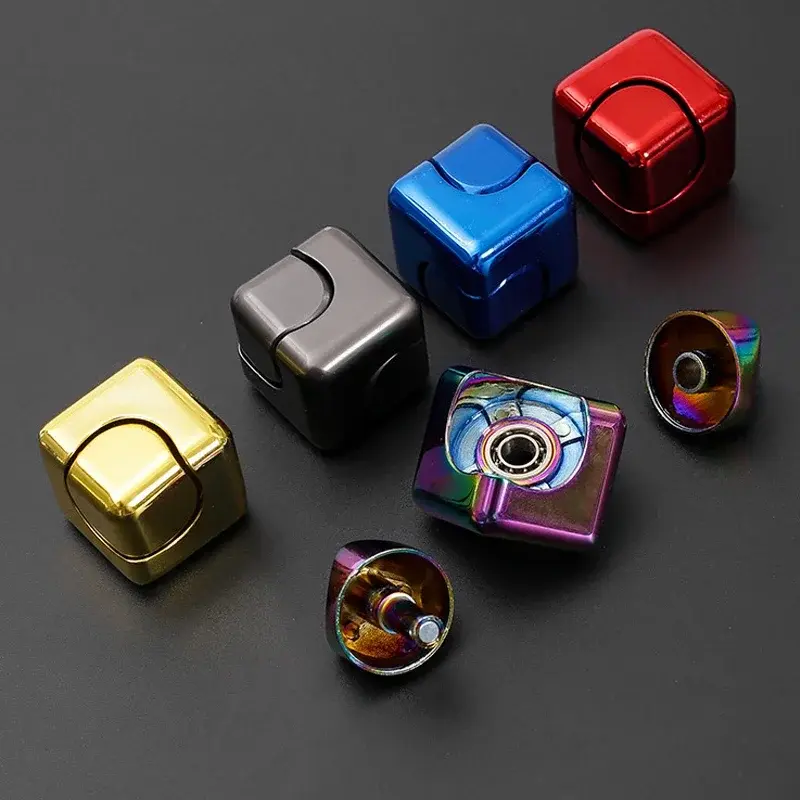 Metal Cube Spinner Fidget Toy Fingertips 3D Puzzle Gyro Gear Sensory Anti Stress Relief Educational Games for Kids Adults