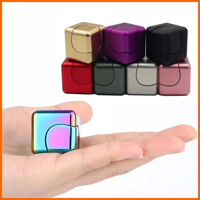 Metal Cube Spinner Fidget Toy Fingertips 3D Puzzle Gyro Gear Sensory Anti Stress Relief Educational Games for Kids Adults