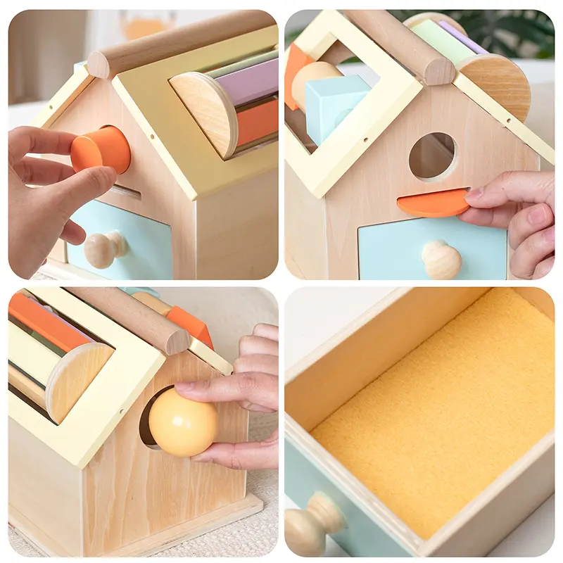 Montessori Permanent Box Baby Toys Sensory Bin Object Coin Box Ball Drop Textile Drum Fine Motor Skills Activity Educational Toy