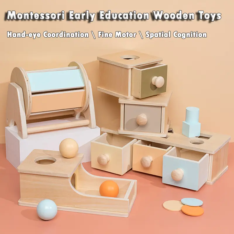 Montessori Permanent Box Baby Toys Sensory Bin Object Coin Box Ball Drop Textile Drum Fine Motor Skills Activity Educational Toy