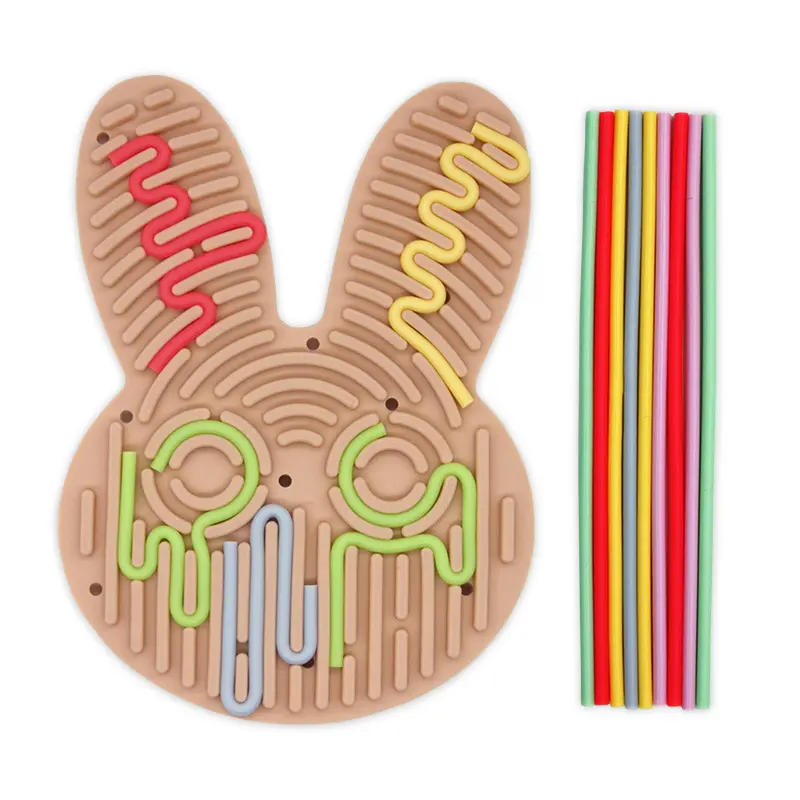 Sensory Activity Board for Kids Busy Board Relaxing Anxiety ADHD Autism Stress Relief Silicone Rod Travel Fidget Toys Party Gift
