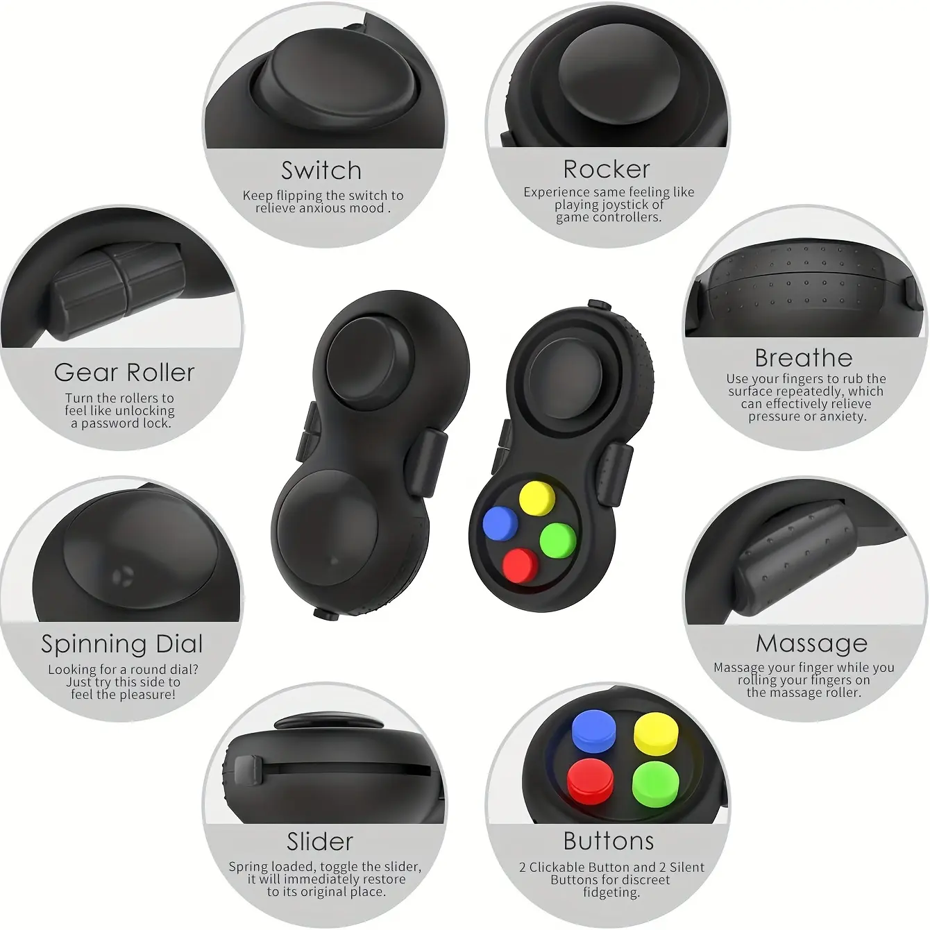 Fidget Pad Retro Classic Fidget Controller Handheld Fidget Game Controller Fun Fidget Pad Packs Classic Fidget Toys