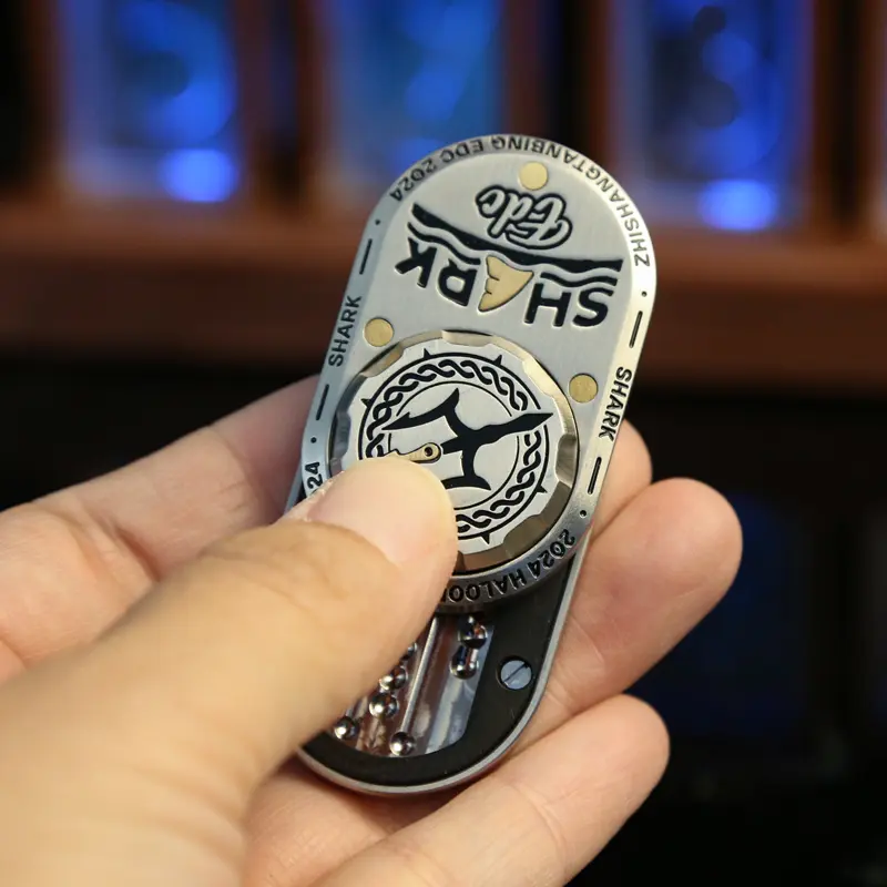 Zhi Shang Tan Bing Shark Mechanical Fidget Slider ADHD Metal EDC Fidget Toys Office Desk Toys Anxiety Stress Relief Toys