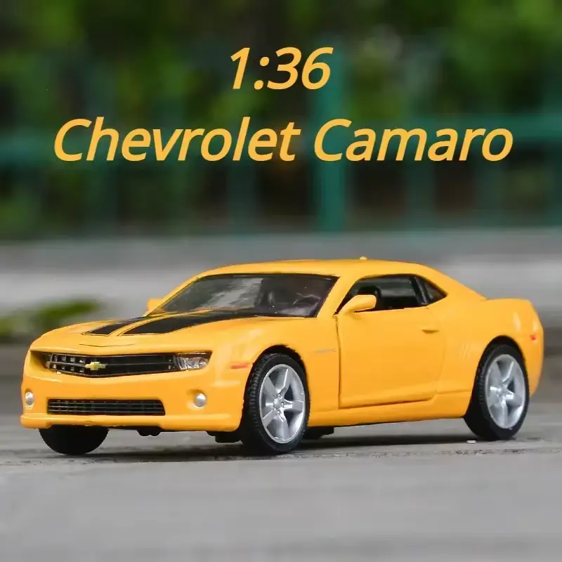 1:36 Car Model Chevrolet Camaro Scale Metal Diecast Replica Home Office Miniature Art Vehicle Hobby Decoration Kid Boy Toy
