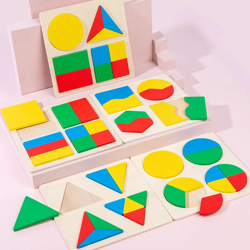 Children Geometry Panel Toys Wooden Shape Color Cognition Easy Grasp Early Education Teaching Aids Montessori Puzzle Game TMZ