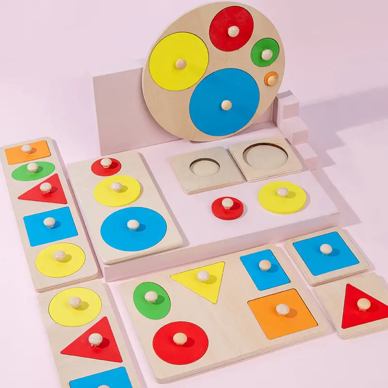 Children Geometry Panel Toys Wooden Shape Color Cognition Easy Grasp Early Education Teaching Aids Montessori Puzzle Game TMZ